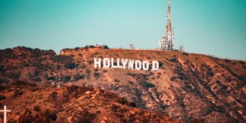 brown and white hollywood sign