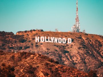 brown and white hollywood sign